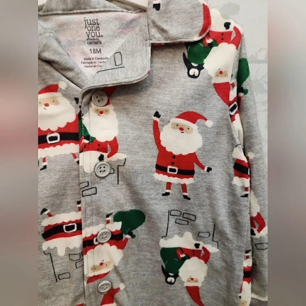 NWT Christmas Boy's Button down Pajamas Set